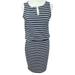 Athleta Charcoal Gray Striped Linen Blend Tank Dress XS
